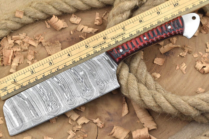 Handmade Damascus Steel Kitchen Chef Knife With Red  Black Resin Handle 3