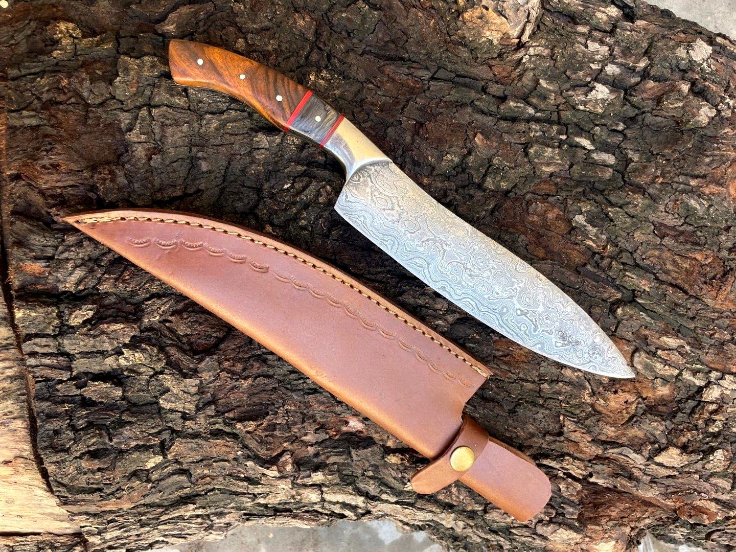 Damascus Steel Professional Chef Knife  Handcrafted Wood Handle 1
