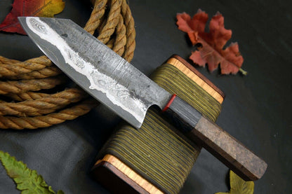 Damascus Steel Cooking Knife  Handmade Chef Tool With Wood Grip 2