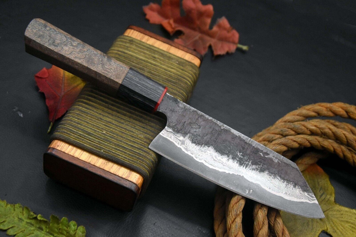 Damascus Steel Cooking Knife  Handmade Chef Tool With Wood Grip 0