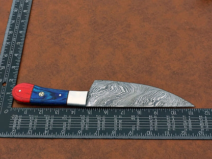 Custom Damascus Blade Kitchen Knife  Elegant Wooden Handle 2