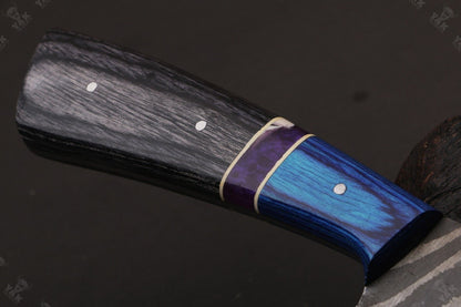 Custom Forged Damascus Kitchen Knife With Brass  Bone Handle 3