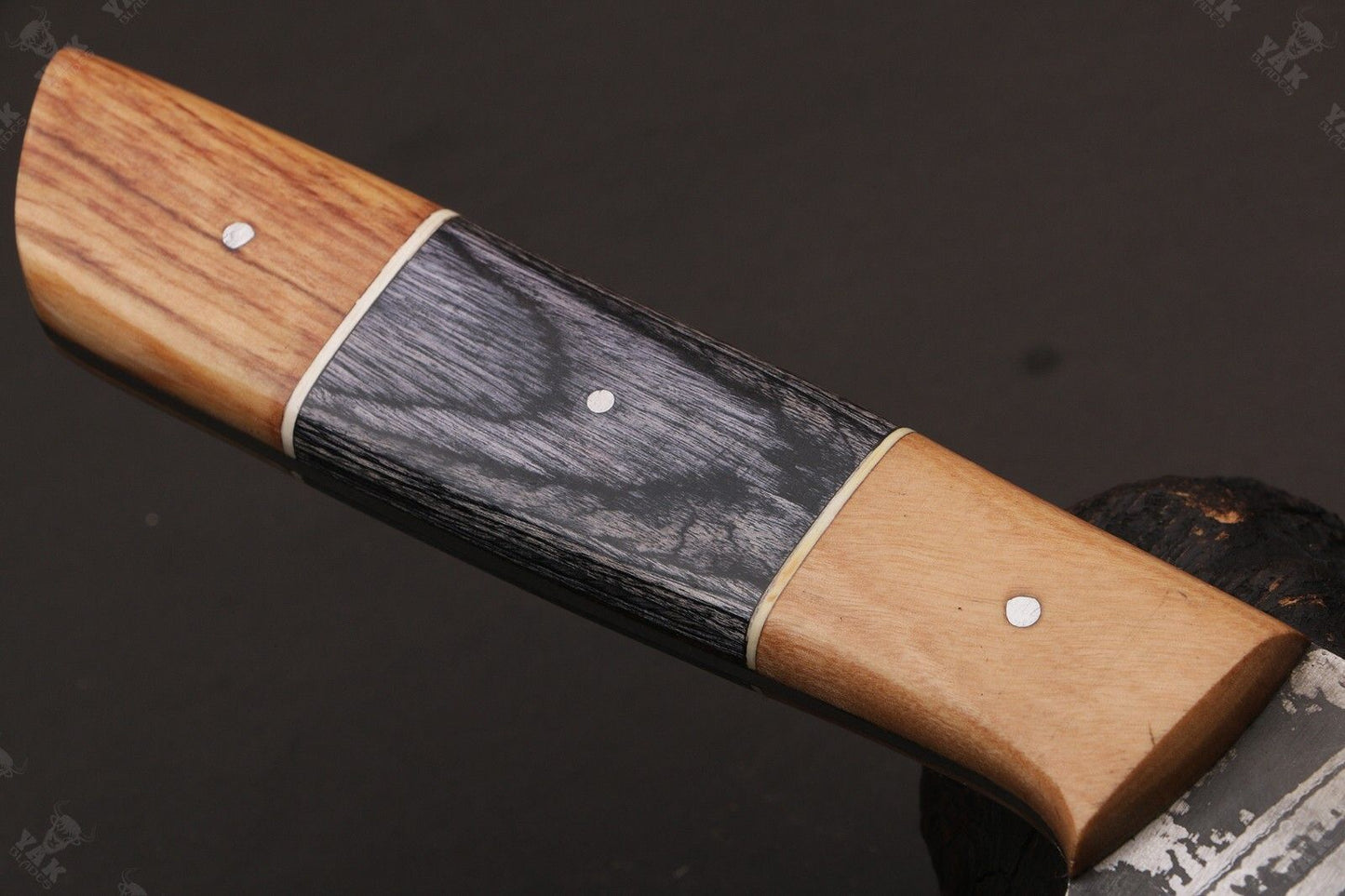 Custom Handmade Damascus Steel Kitchen Knife With Bone Handle 0