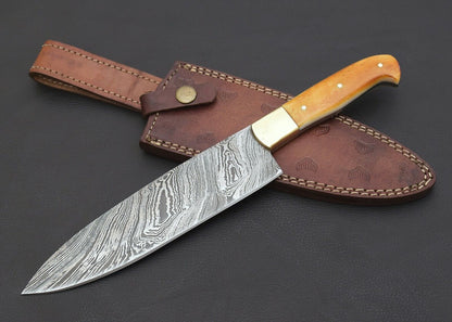 Premium Handmade Damascus Knife | Camel Bone Craft Handle