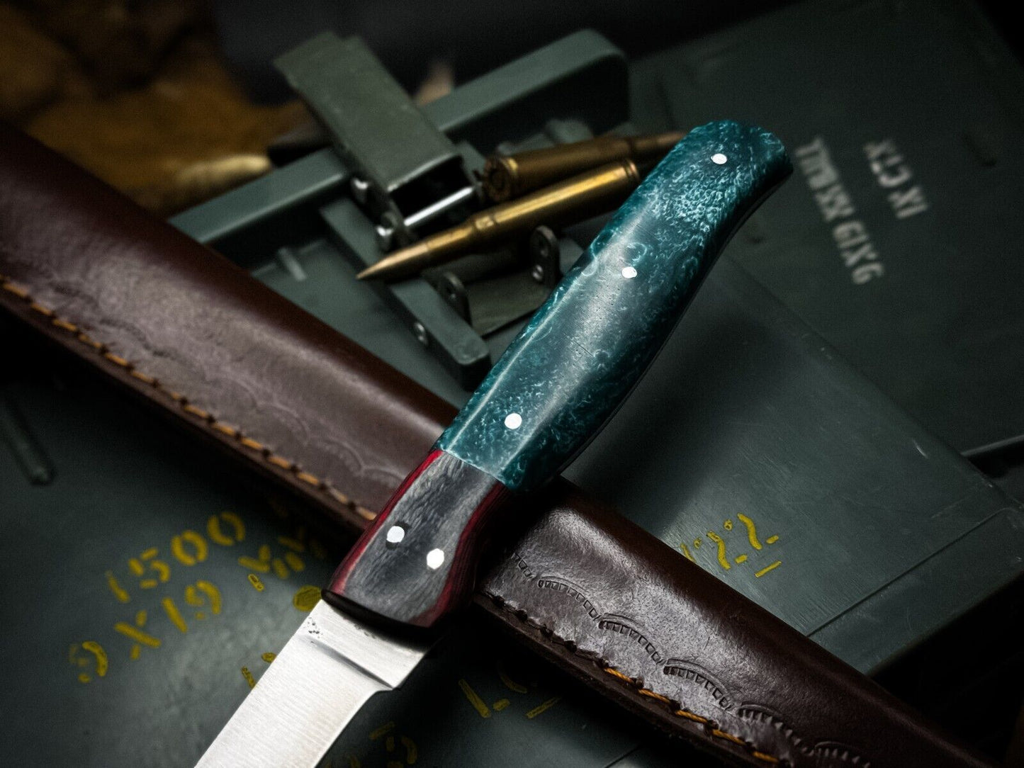 Handmade J2 Steel Kitchen Chef Fillet Knife With Acrylic Handle And Cow Leather Sheath 1