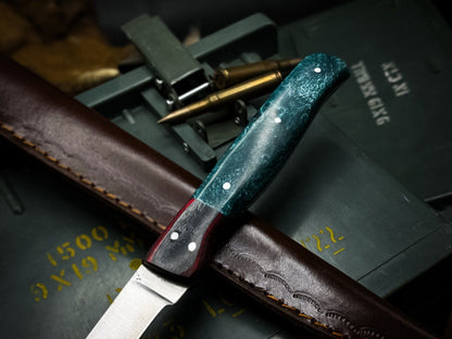 Handmade J2 Steel Kitchen Chef Fillet Knife With Acrylic Handle And Cow Leather Sheath 1