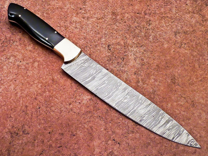 Custom Handmade Damascus Fillet Knife  Resin Handle  Sheath 1