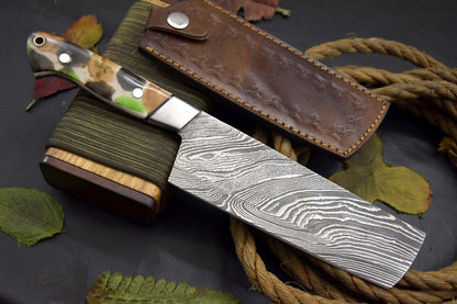 Artisan Forged Damascus Knife | Resin Handle & Collector Edition