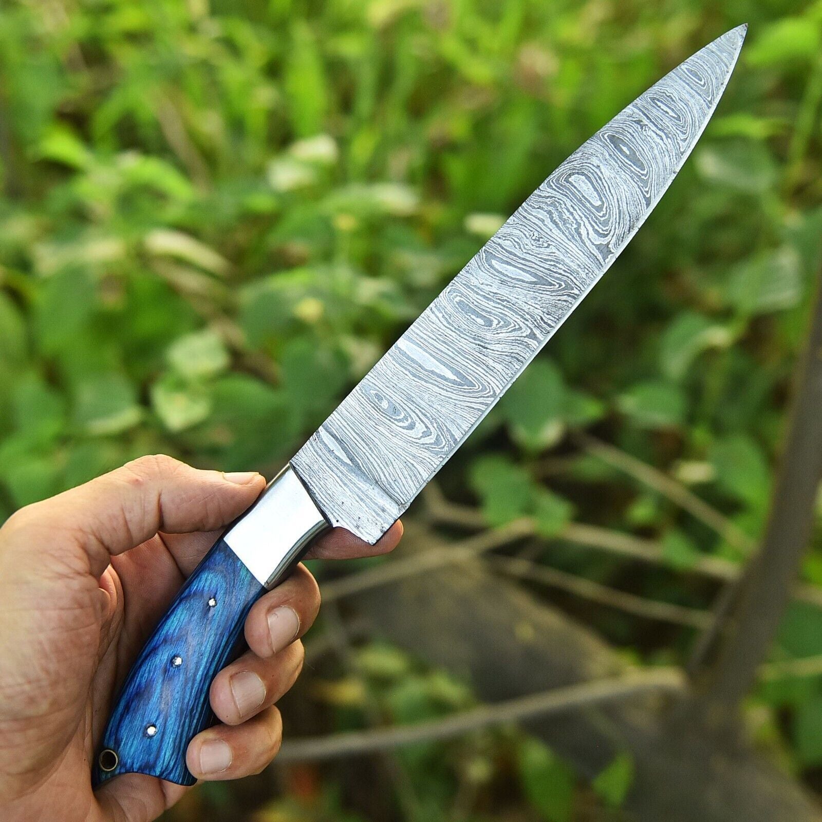 Professional Cooking Knife  Forged Steel Blade  Resin Wood Grip 2