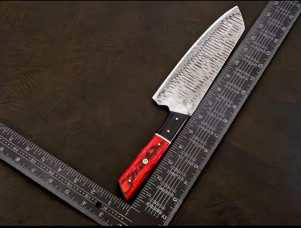 Custom Forged Damascus Steel Hunting  Chef Knife With Leather Sheath 1
