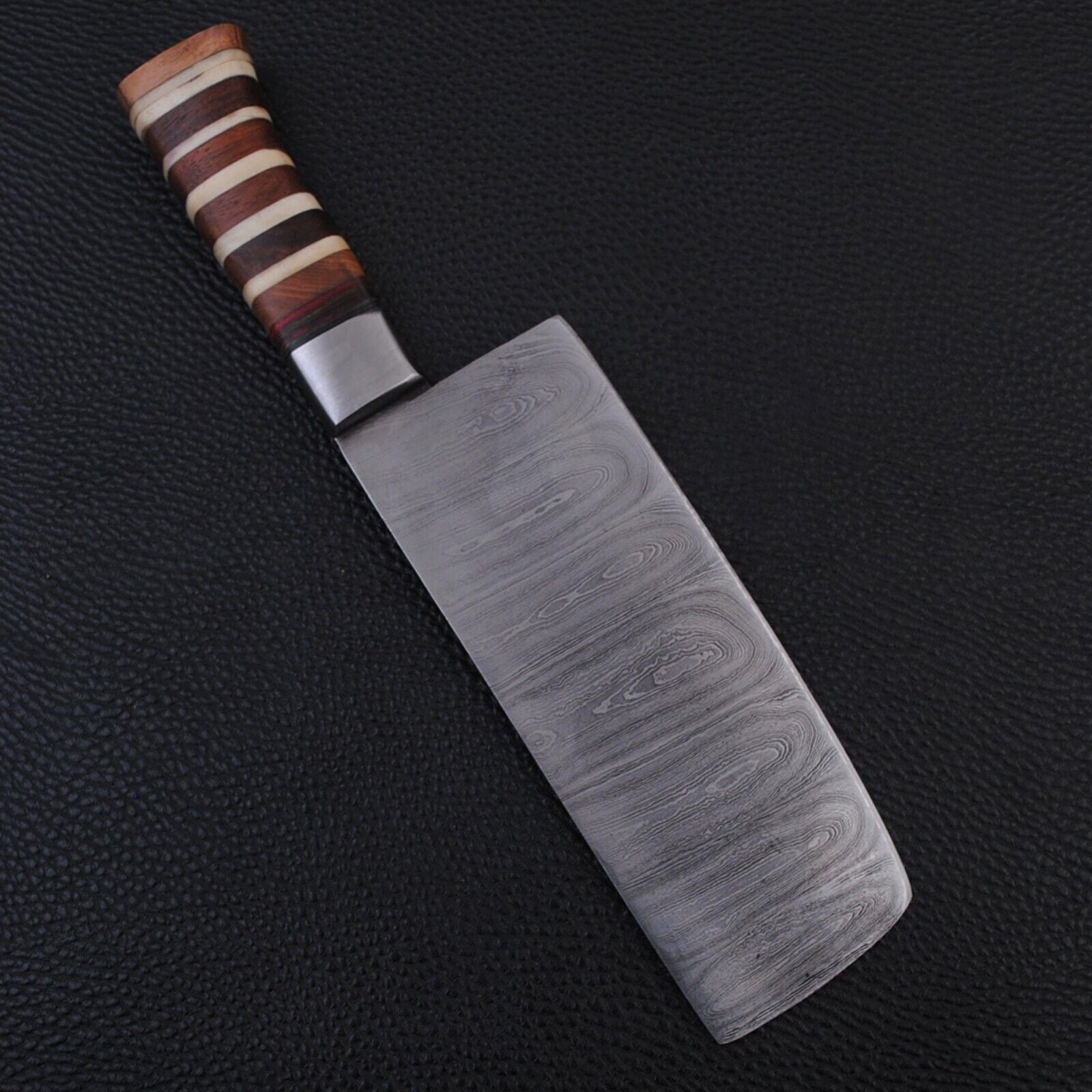 HandForged Damascus Steel Kitchen Knife  Colored Wood Handle Design 1