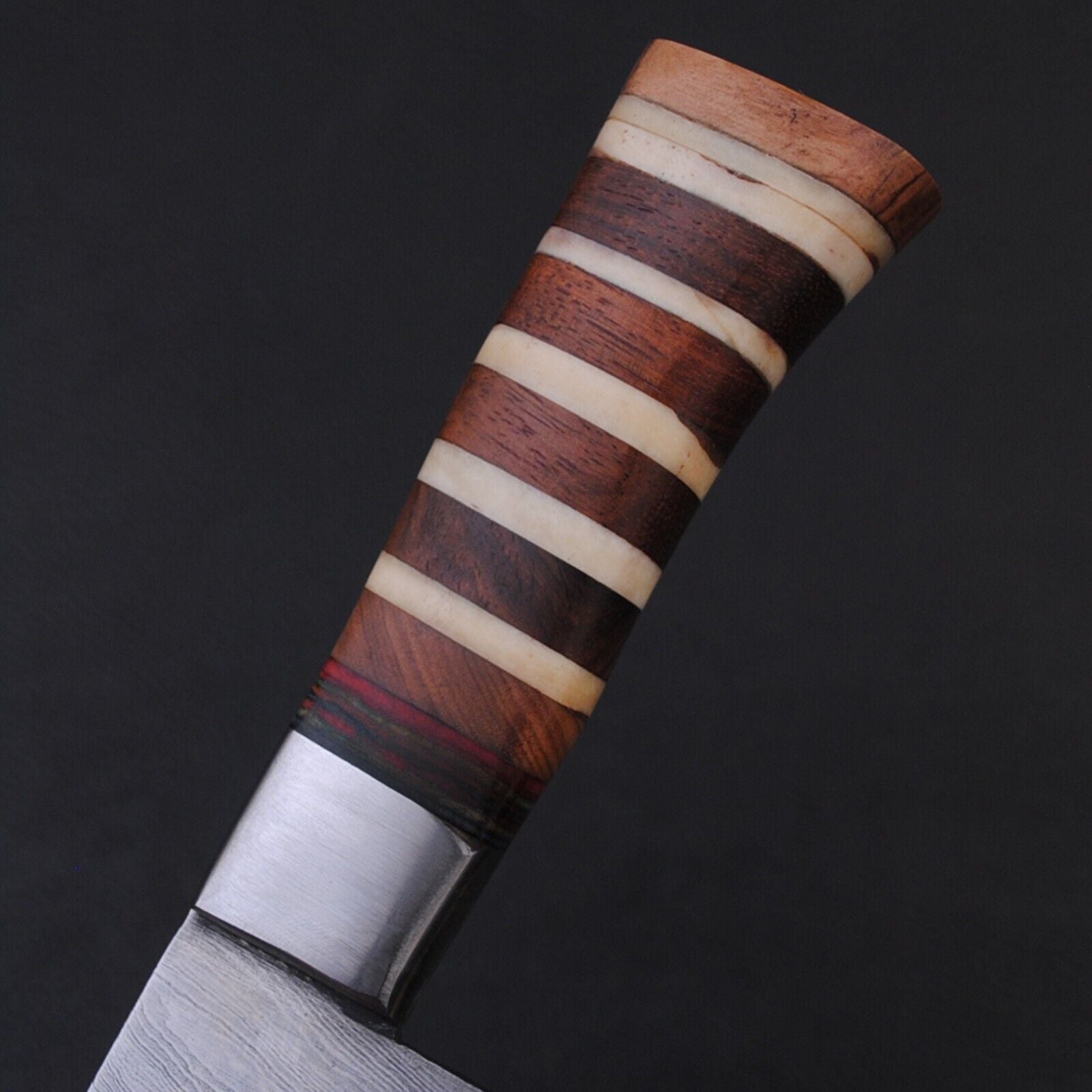 HandForged Damascus Steel Kitchen Knife  Colored Wood Handle Design 2