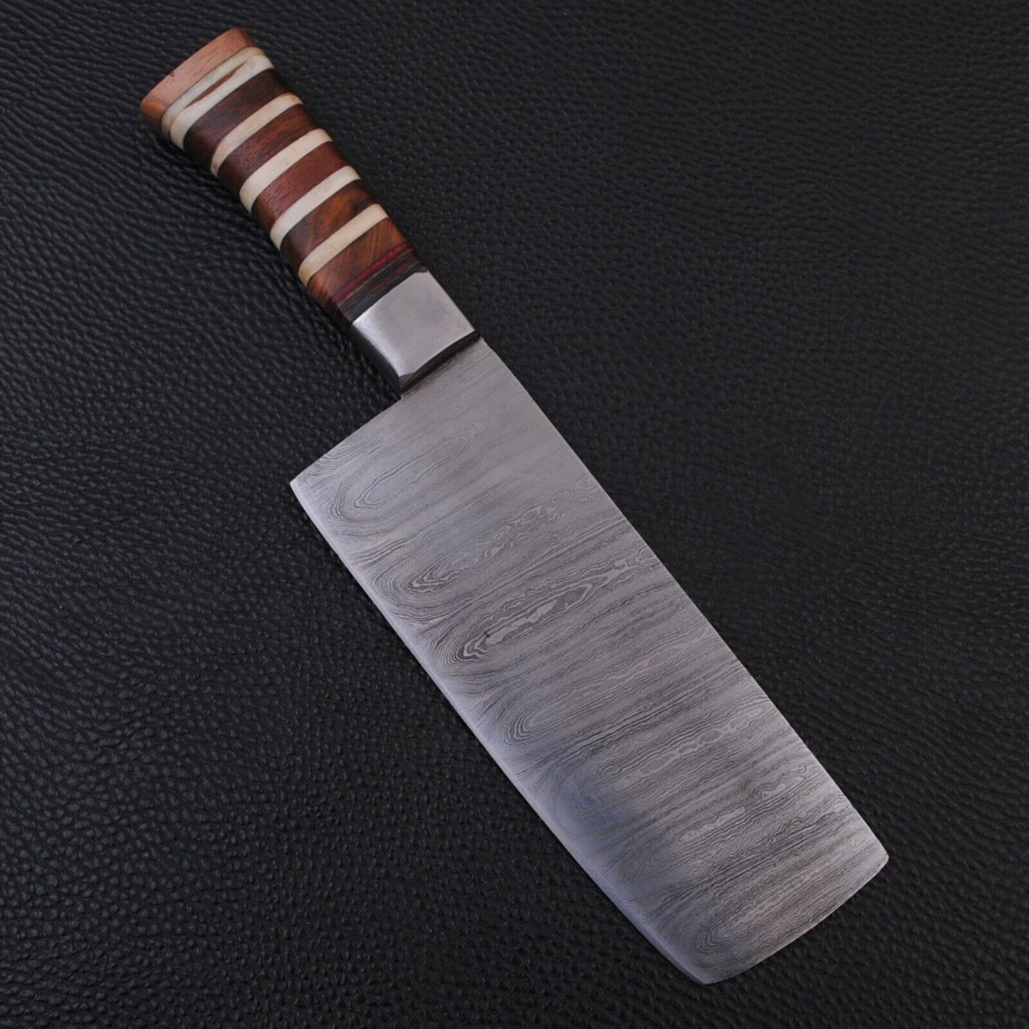 HandForged Damascus Steel Kitchen Knife  Colored Wood Handle Design 3