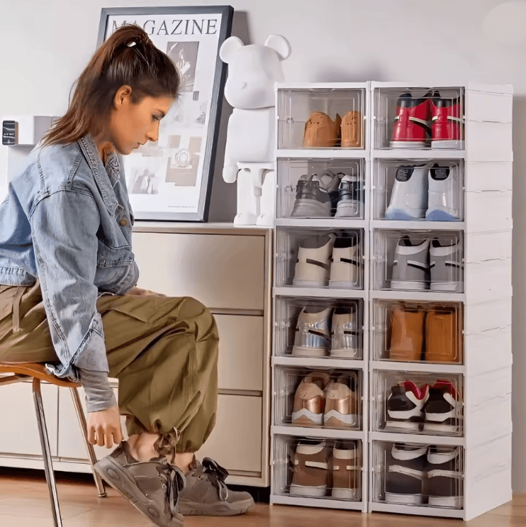 ClearStack 6 Layer Foldable Transparent Shoe Storage Organizer 1
