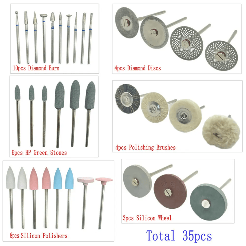 ProDent 35 Piece Diamond Burs And Polishing Kit For Dental And Ceramic Work 1