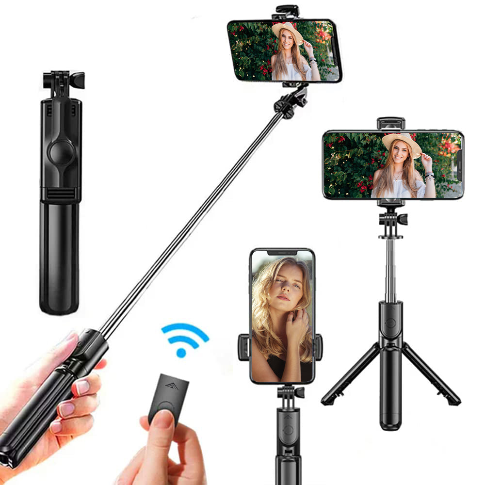 Bluetooth Remote Extendable Tripod, Wireless Selfie Stick Tripod Stand, Mobile Phone Tripod for Smartphone