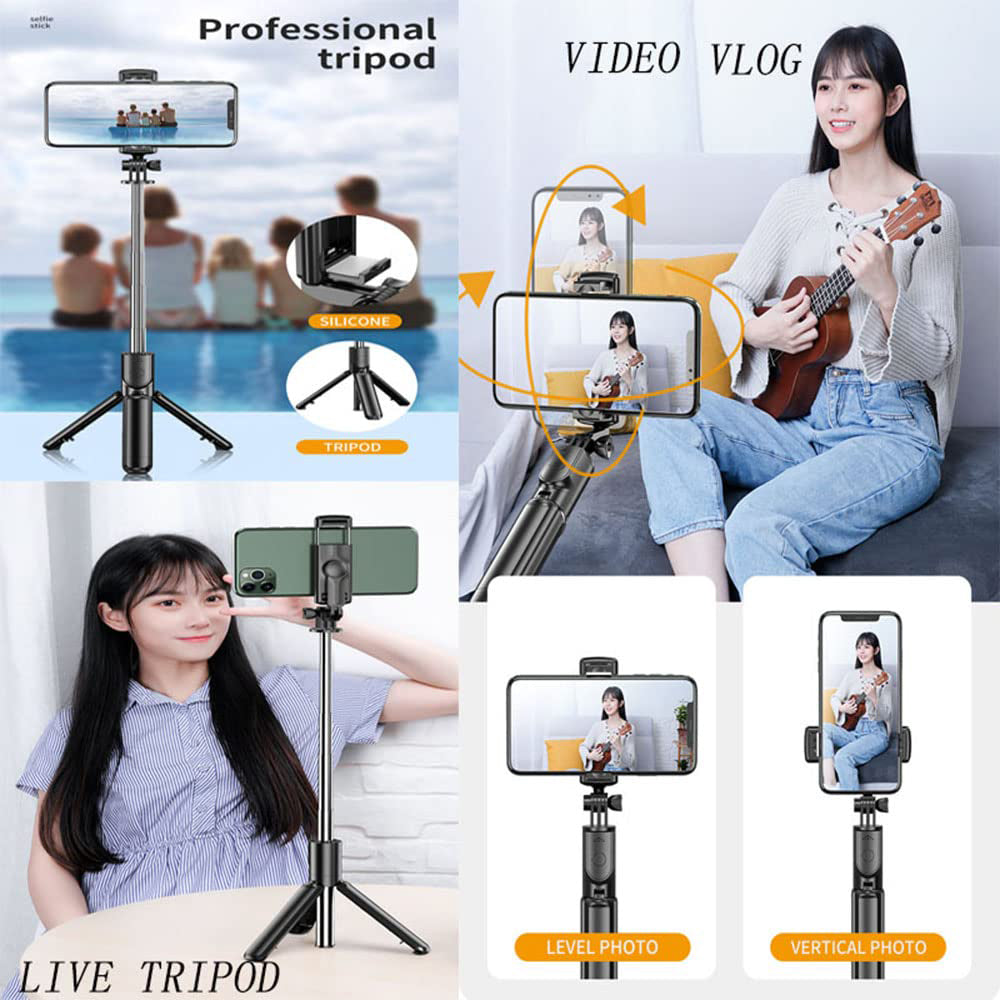 Bluetooth Remote Extendable Tripod, Wireless Selfie Stick Tripod Stand, Mobile Phone Tripod for Smartphone
