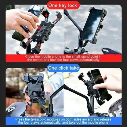 Rotatable Motorcycle Phone Mount, Bike Phone Holder for Moto, Mountain Bike Stand Bracket, Non Slip Cycling Phone Holder