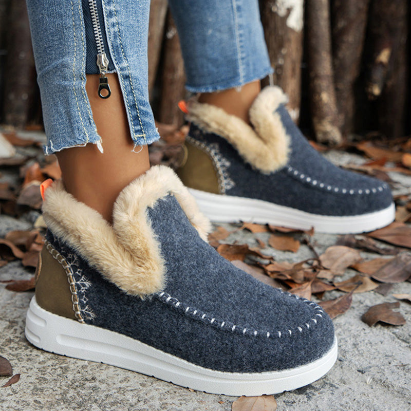 Womens Snow Boots Slip On Shoes Plush Winter Footwear Ankle Boots Platform Plus Size Shoes 1