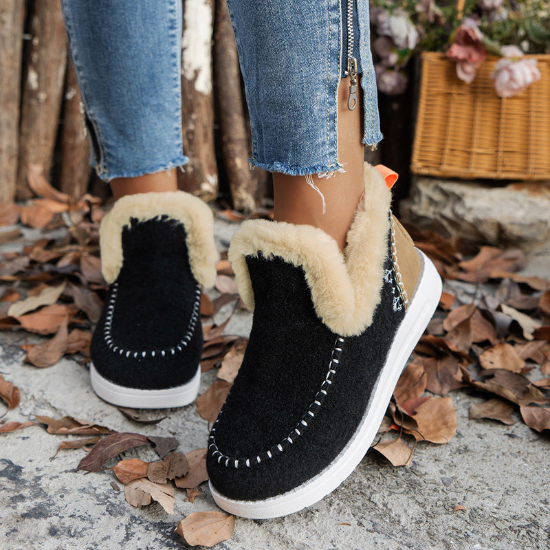Womens Snow Boots Slip On Shoes Plush Winter Footwear Ankle Boots Platform Plus Size Shoes 2