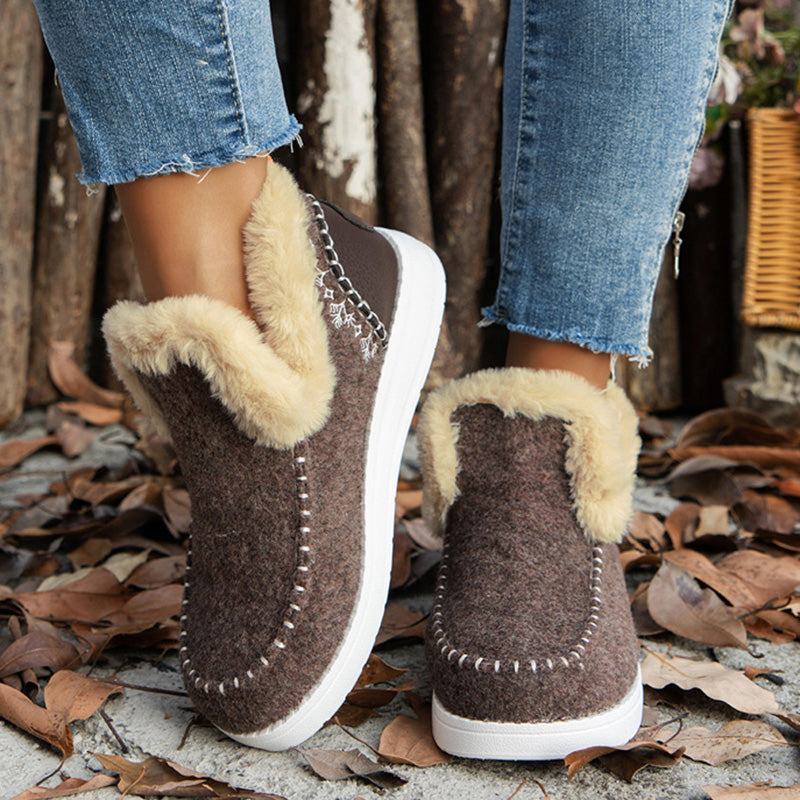 Womens Snow Boots Slip On Shoes Plush Winter Footwear Ankle Boots Platform Plus Size Shoes 3