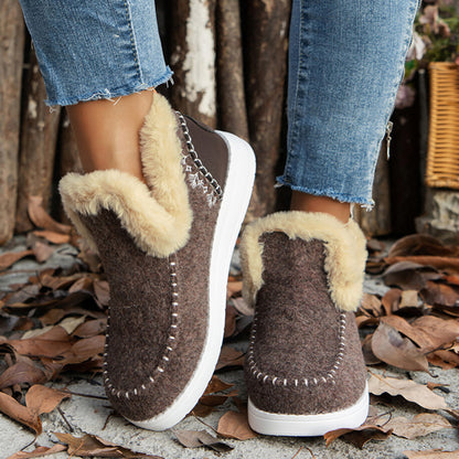 Womens Snow Boots Slip On Shoes Plush Winter Footwear Ankle Boots Platform Plus Size Shoes 3