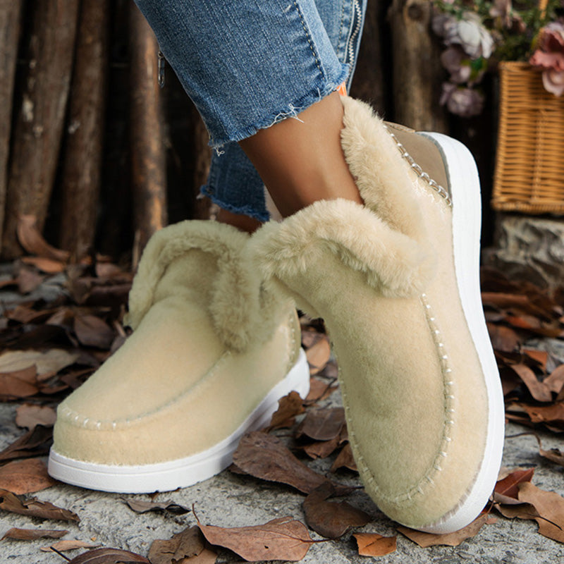Womens Snow Boots Slip On Shoes Plush Winter Footwear Ankle Boots Platform Plus Size Shoes 4