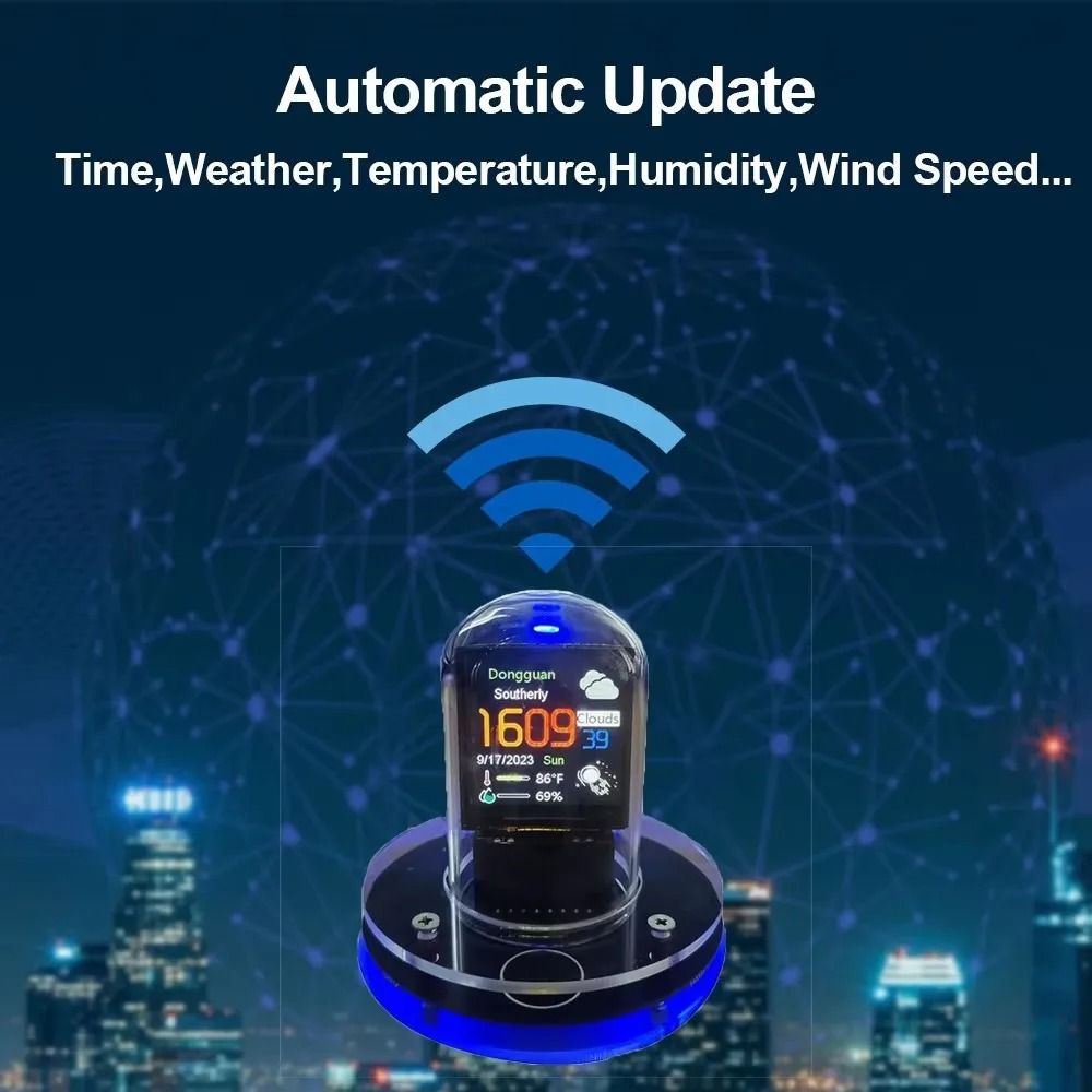 Nixie Tube Style Smart WiFi Digital Clock With Automatic Time Update 2