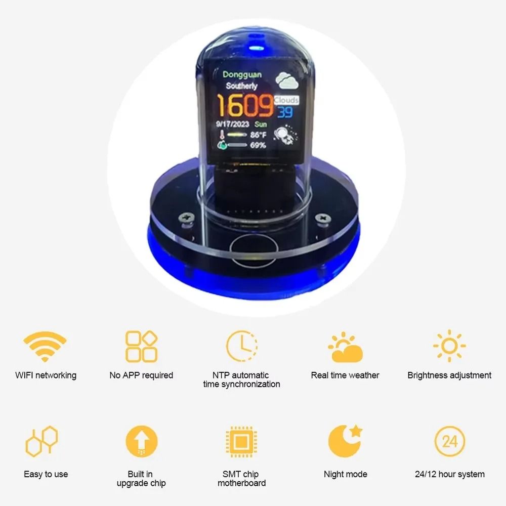 Nixie Tube Style Smart WiFi Digital Clock With Automatic Time Update 3