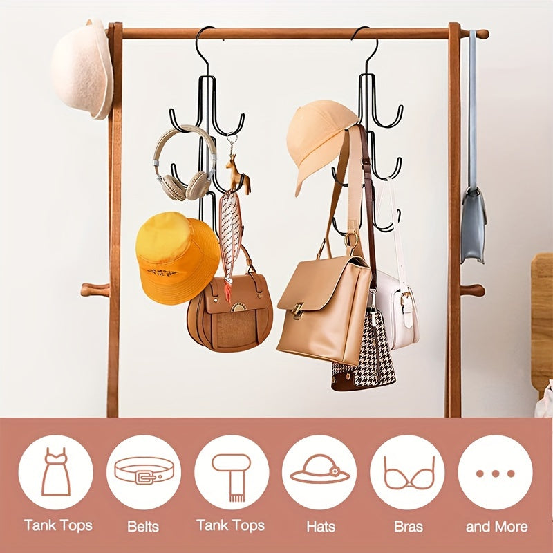 Heavy Duty Storage Organizer, Stainless Steel Multi Layer Hanger, Lacquered Finish for Bags, Scarves, Belts