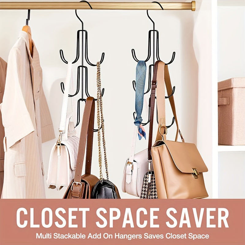 Heavy Duty Storage Organizer, Stainless Steel Multi Layer Hanger, Lacquered Finish for Bags, Scarves, Belts