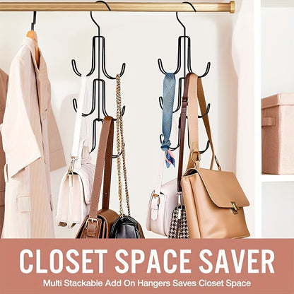 Heavy Duty Storage Organizer, Stainless Steel Multi Layer Hanger, Lacquered Finish for Bags, Scarves, Belts