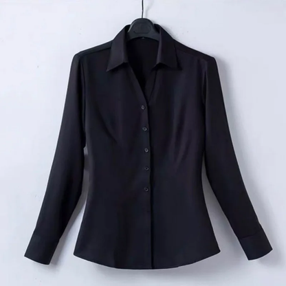 Professional Women's Short Sleeve Black Shirt, High Elasticity Business Casual Workwear, New Summer Style Blouse