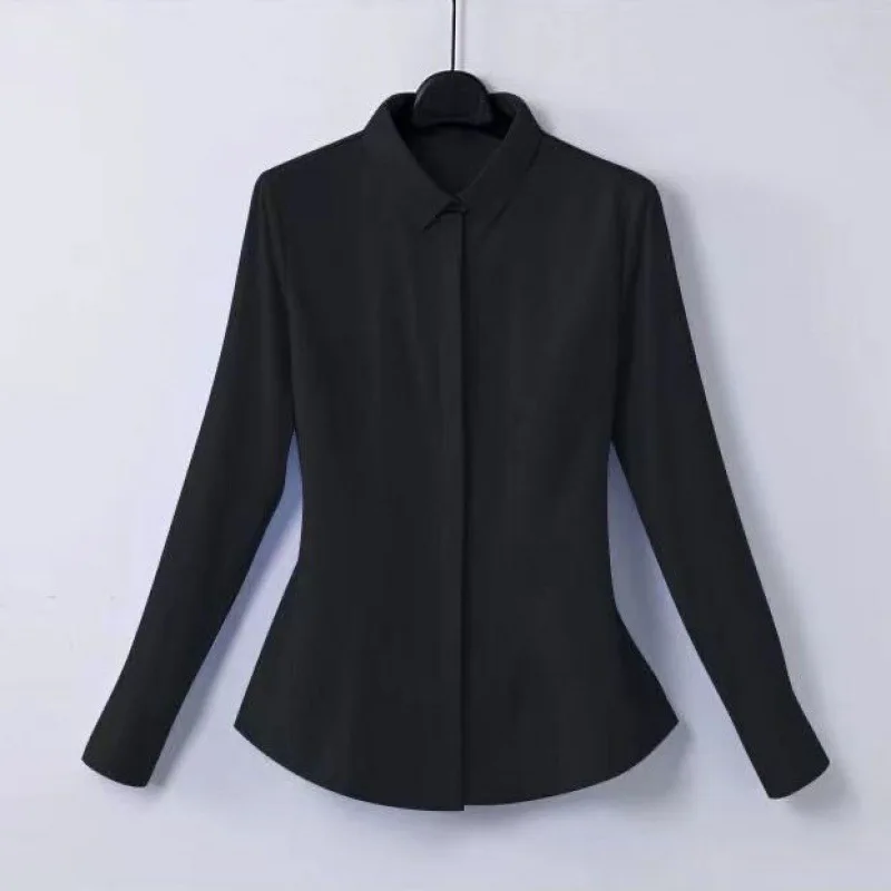 Professional Womens Short Sleeve Black Shirt High Elasticity Business Casual Workwear New Summer St 3