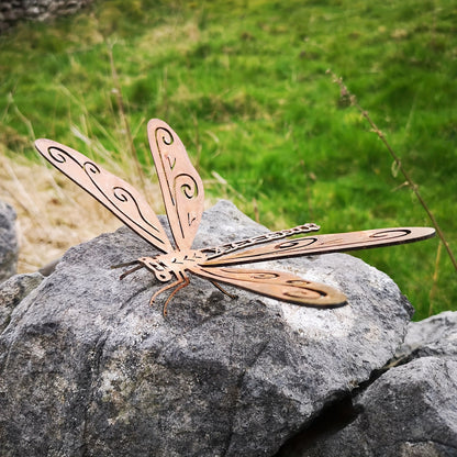 Rustic Metal Dragonfly Sculpture, Natural Rust Outdoor Garden Decor, Handmade Insect Ornament