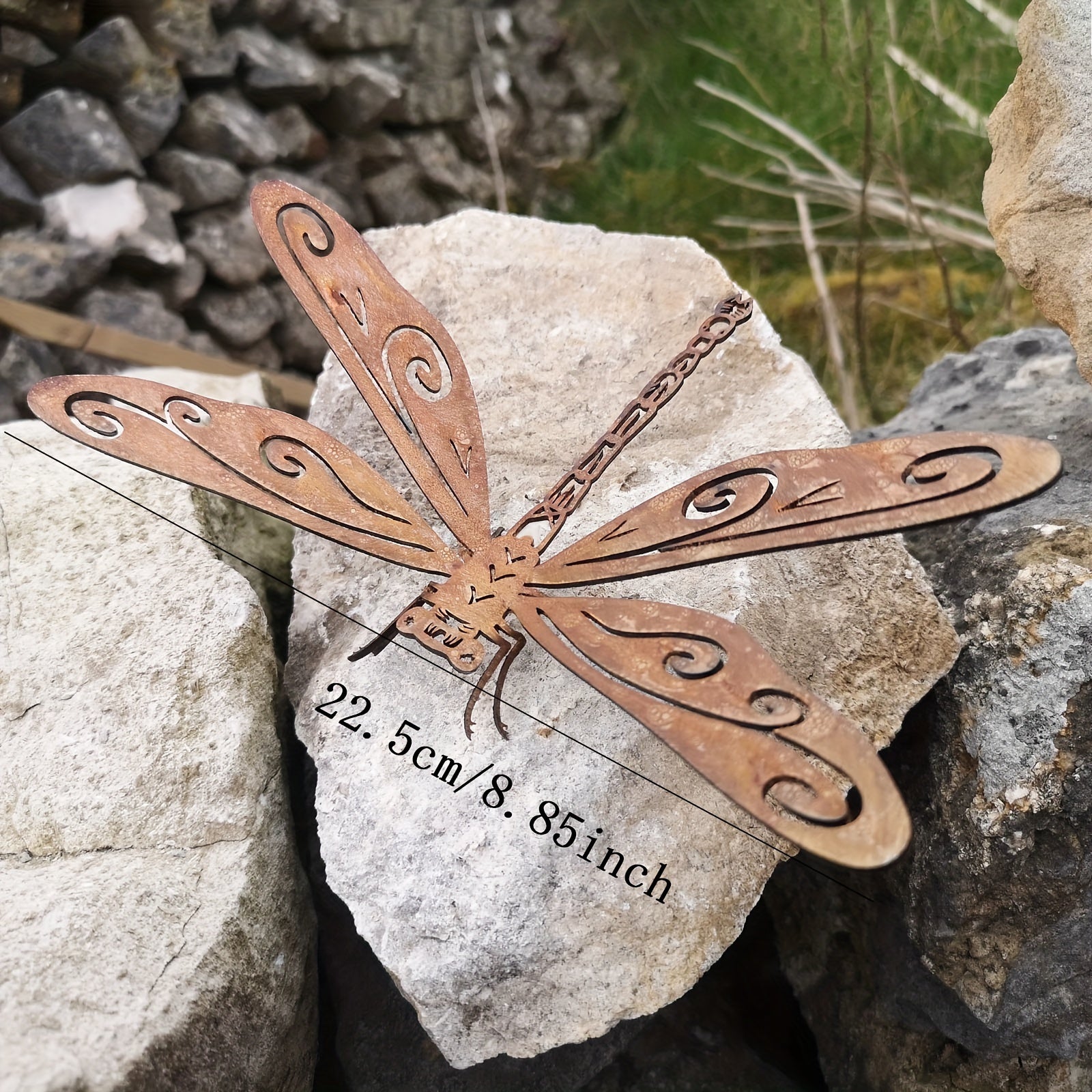 Rustic Metal Dragonfly Sculpture, Natural Rust Outdoor Garden Decor, Handmade Insect Ornament