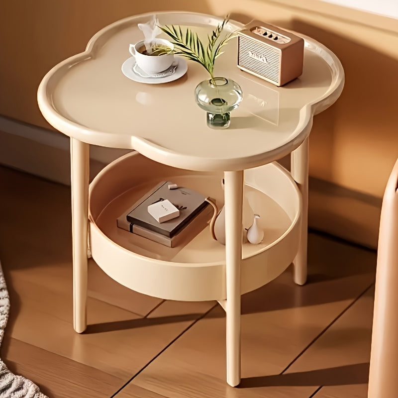 Stylish Modern Round Side Table, with Storage Shelf, Space Saving and Lightweight for Living Room, Bedroom