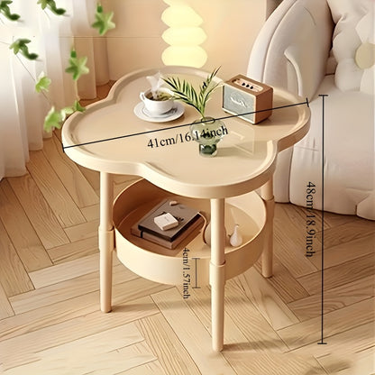 Stylish Modern Round Side Table, with Storage Shelf, Space Saving and Lightweight for Living Room, Bedroom