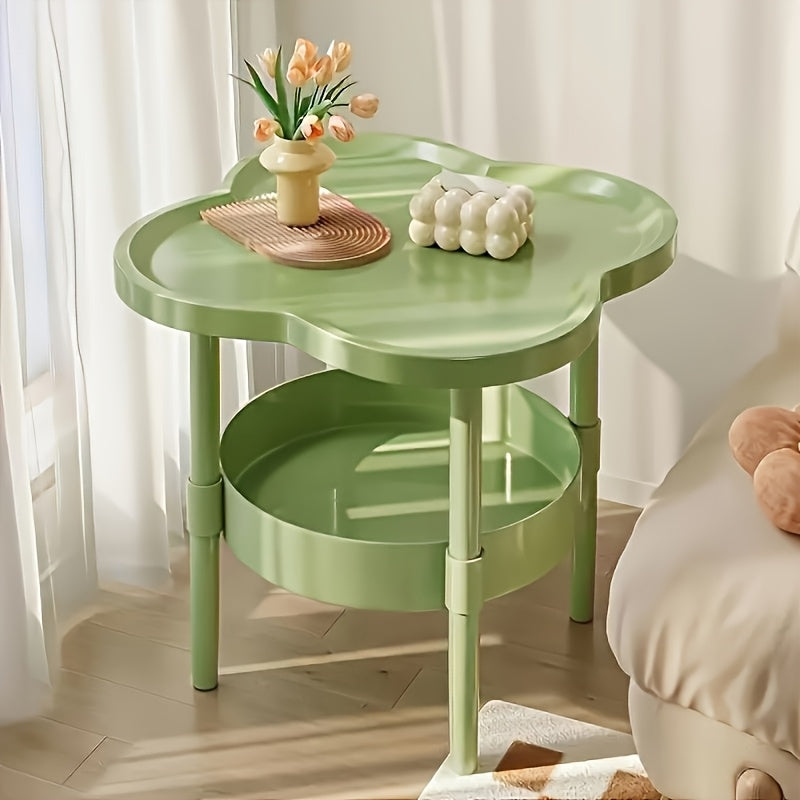 Stylish Modern Round Side Table, with Storage Shelf, Space Saving and Lightweight for Living Room, Bedroom