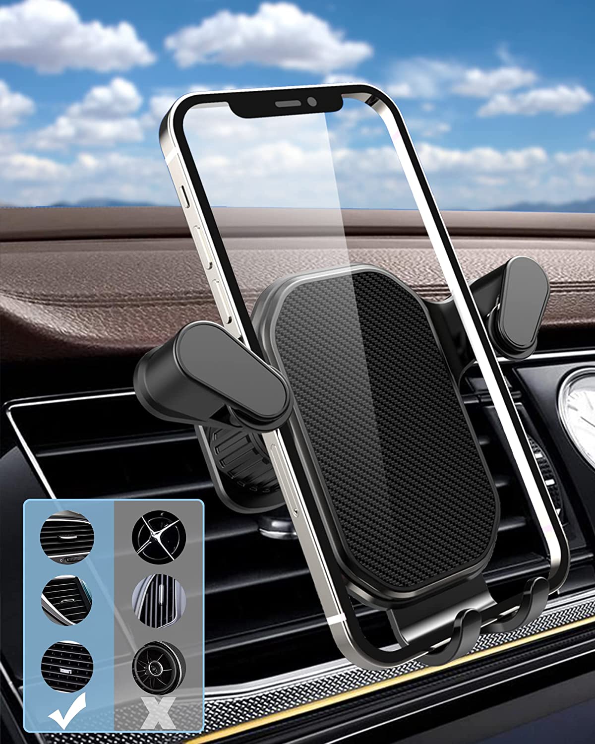 Car Air Vent Dashboard Mount, Universal Mobile Phone Holder, Anti-Drop Car Hook Base Navigation Bracket Stand