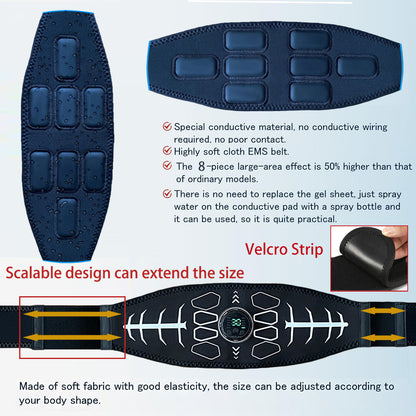 EMS Muscle Stimulator Abdominal Muscle Toner Waist Trainer Electric Toning Belt USB Recharge Fitnes 2