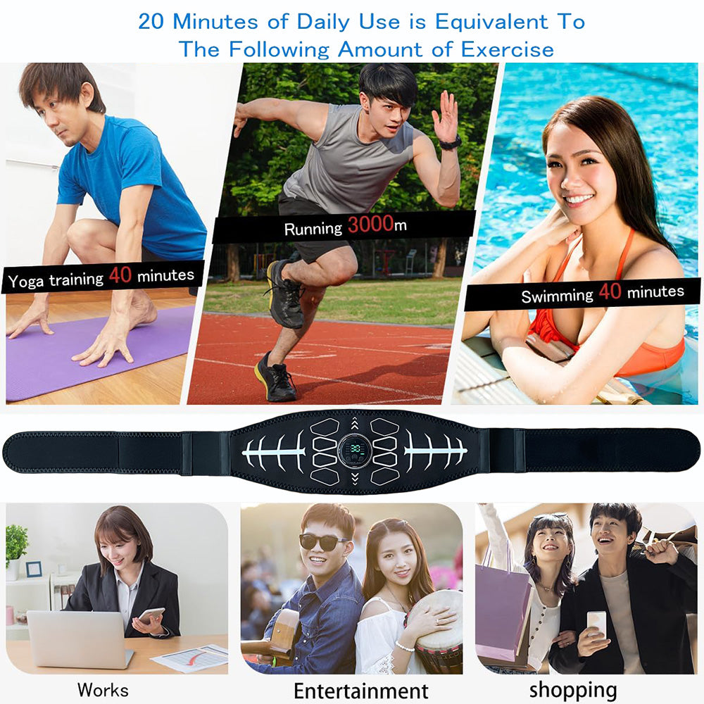 EMS Muscle Stimulator Abdominal Muscle Toner Waist Trainer Electric Toning Belt USB Recharge Fitnes 3