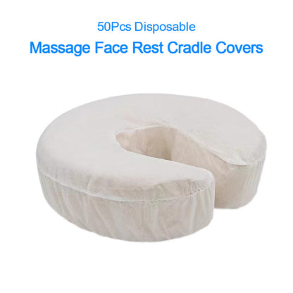 White UShaped Pillowcase 50 Pcs Disposable Headrest Covers Fitted Elastic NonWoven Massage Face Res 3