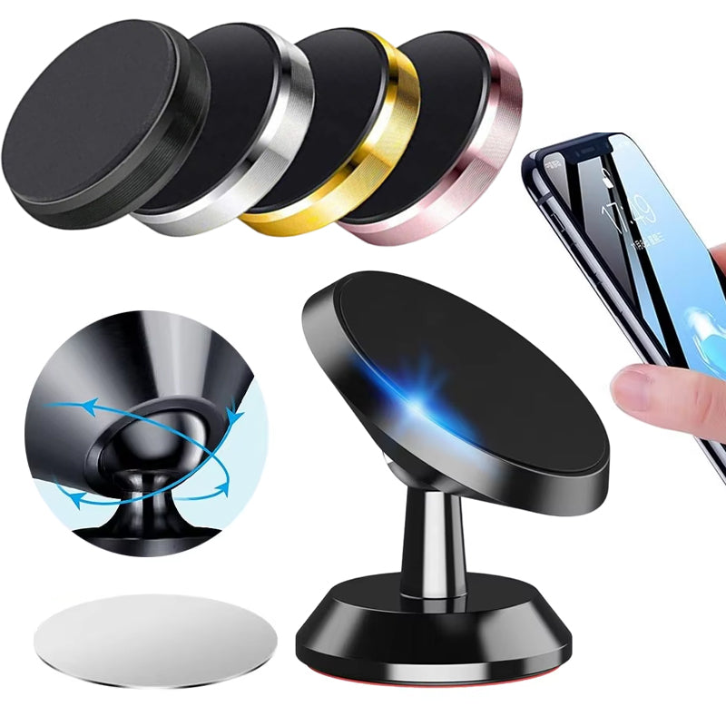 Magnet Mount Car Phone Holder, Stick On Dashboard Bracket, Magnetic Mobile Support for Car and Wall