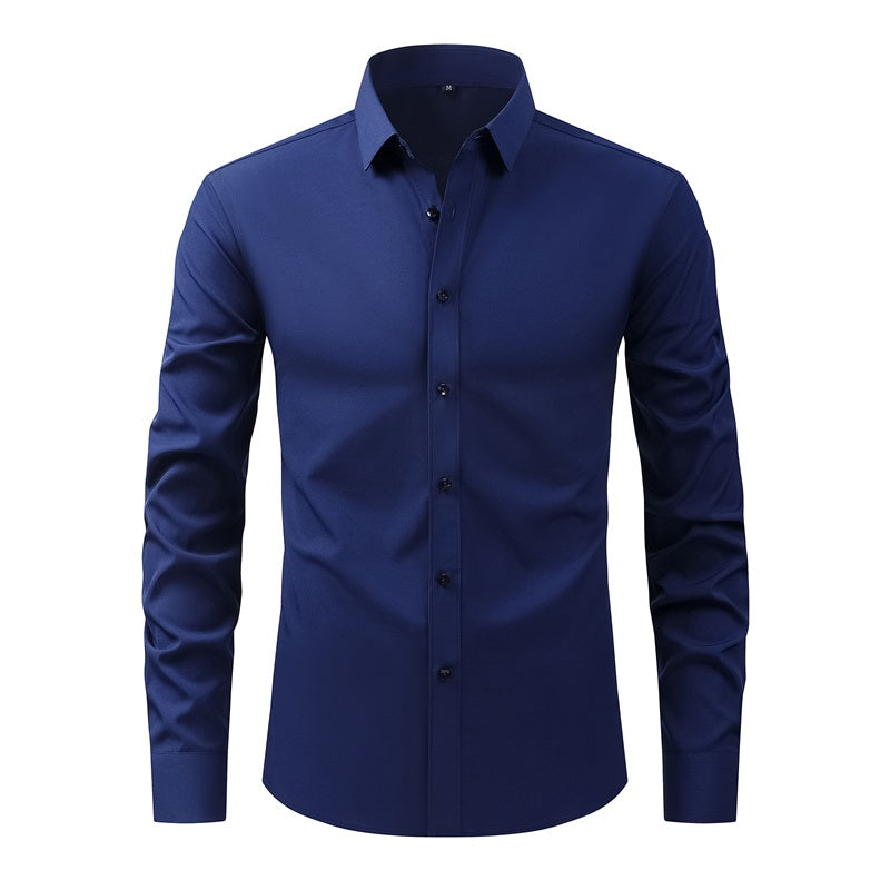 Classic Mens Long Sleeve Button Down Shirt Solid Color Casual Business Top Spring Streetwear Beach  4