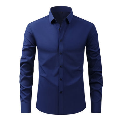 Classic Mens Long Sleeve Button Down Shirt Solid Color Casual Business Top Spring Streetwear Beach  4
