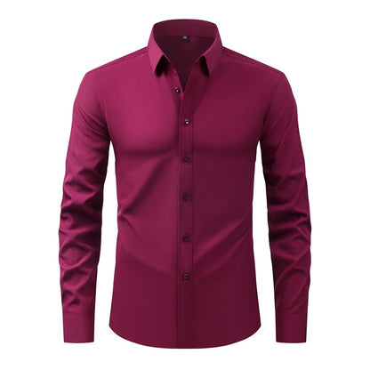 Classic Mens Long Sleeve Button Down Shirt Solid Color Casual Business Top Spring Streetwear Beach  5