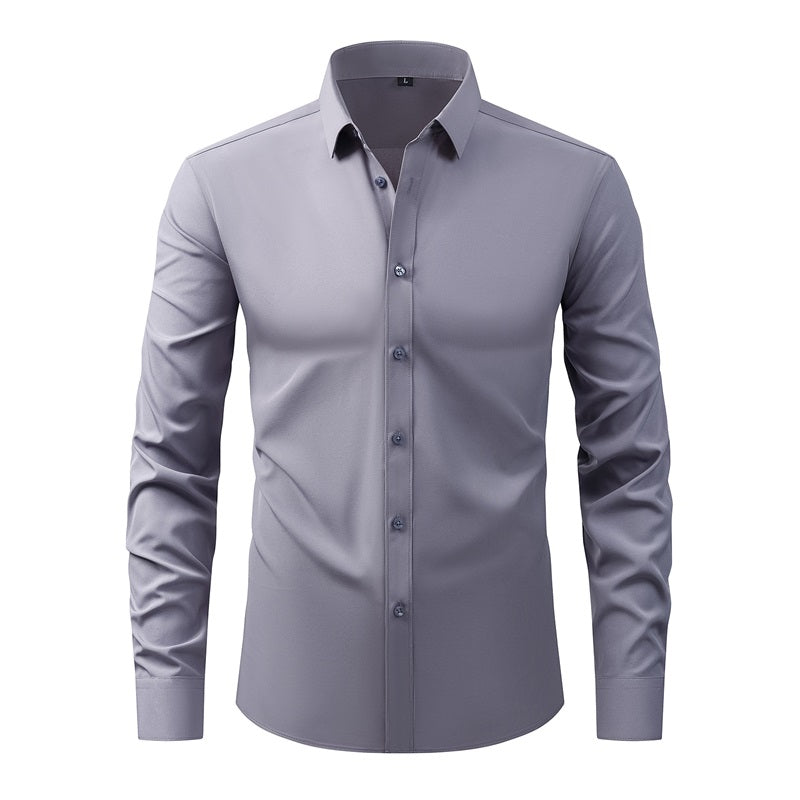 Classic Mens Long Sleeve Button Down Shirt Solid Color Casual Business Top Spring Streetwear Beach  6