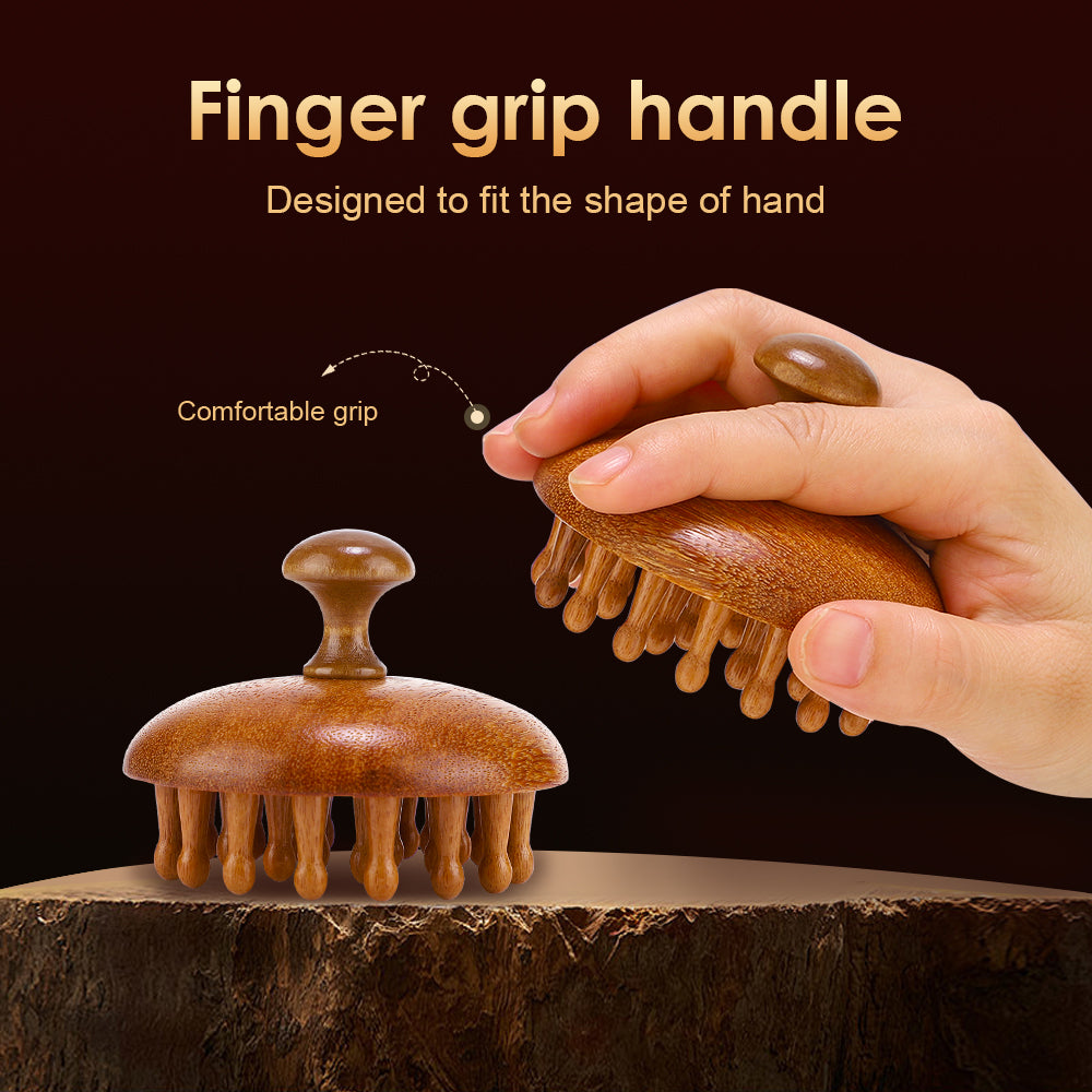 Scalp Head Massager Natural Sandalwood MultiFunctional Wood Therapy Massage Comb Circular Tooth Gua 1