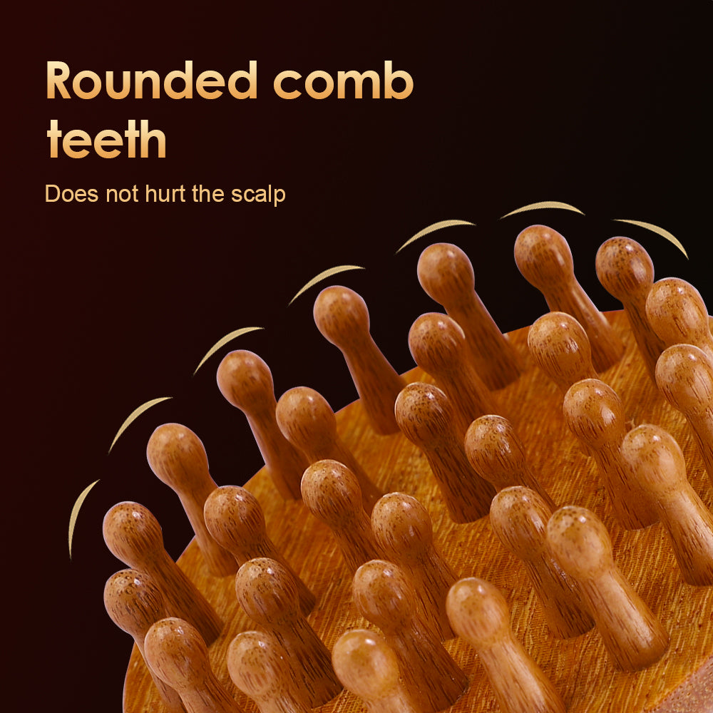 Scalp Head Massager Natural Sandalwood MultiFunctional Wood Therapy Massage Comb Circular Tooth Gua 2